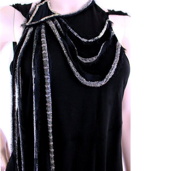 Vintage CHLOE x Phoebe Philo Beaded Art Deco Black Top Fall 2002 Runway - Picture 8 of 11